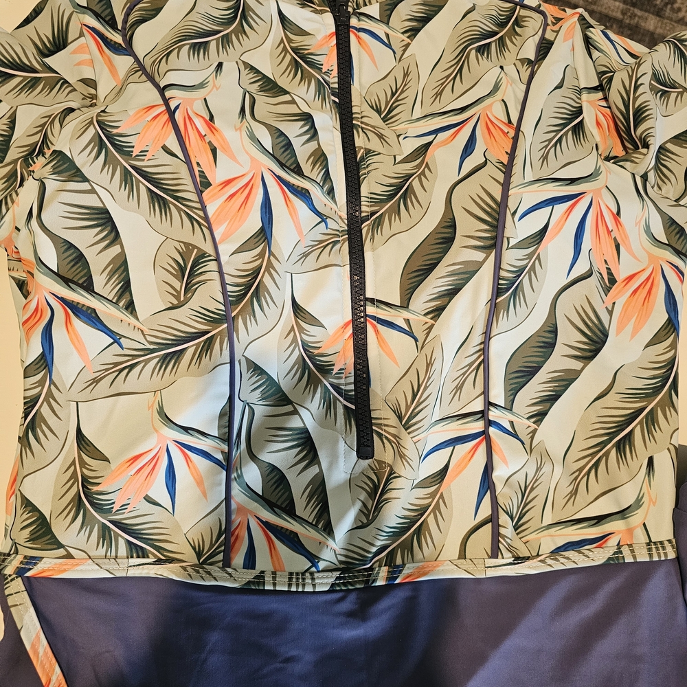 Tropical Print Women's Swim Dress With Shorts And Bikini Bottoms